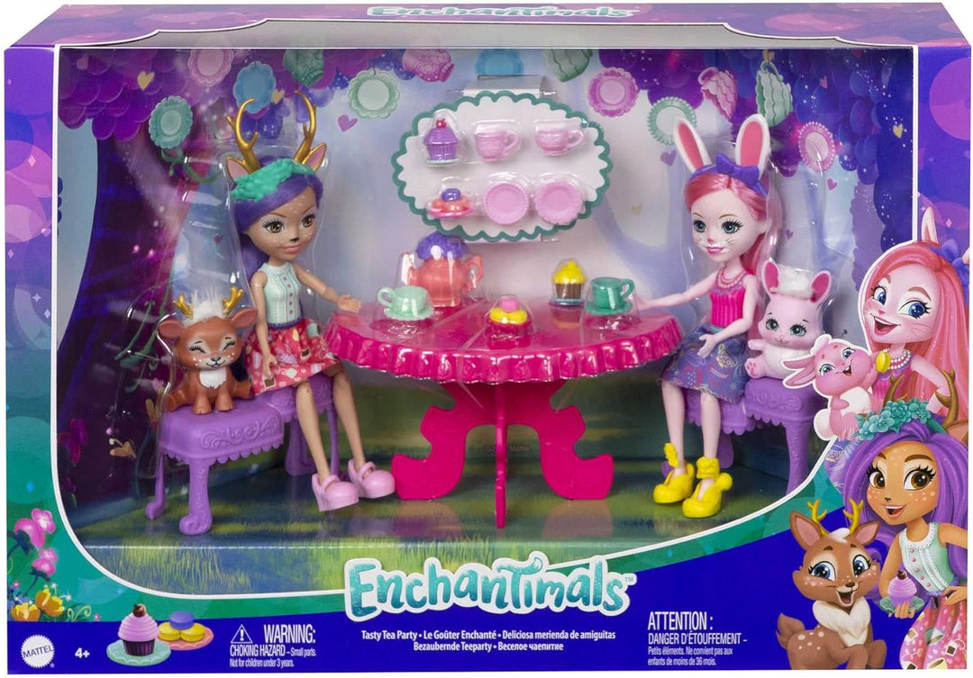 Enchantimals HFF35 - Tee-Party Spielset, über 15 Teile, Spielset mit der Rehpuppe Danessa Deer und d
