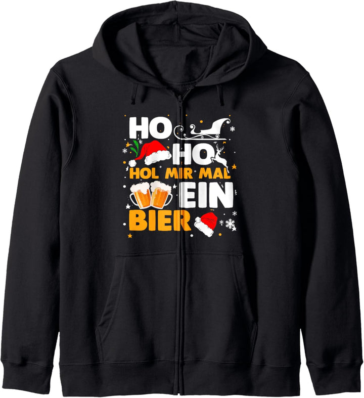Lustiges Weihnachtsdesign mit Aufschrift "Ho Ho Ho Get Me A Beer" Kapuzenjacke