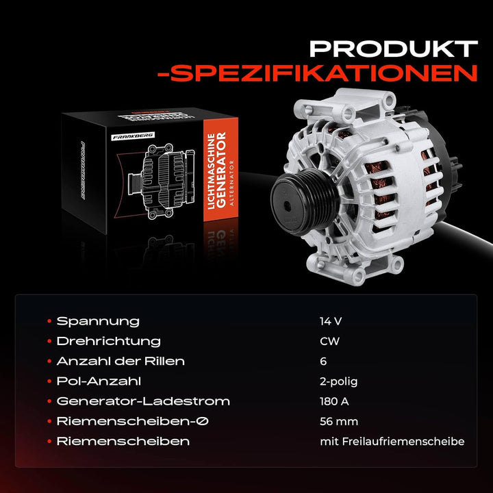 Frankberg Alternator Lichtmaschine Generator Kompatibel mit M.u.l.t.i.v.a.n V 2.0 TSI 2011-2015 T.r.