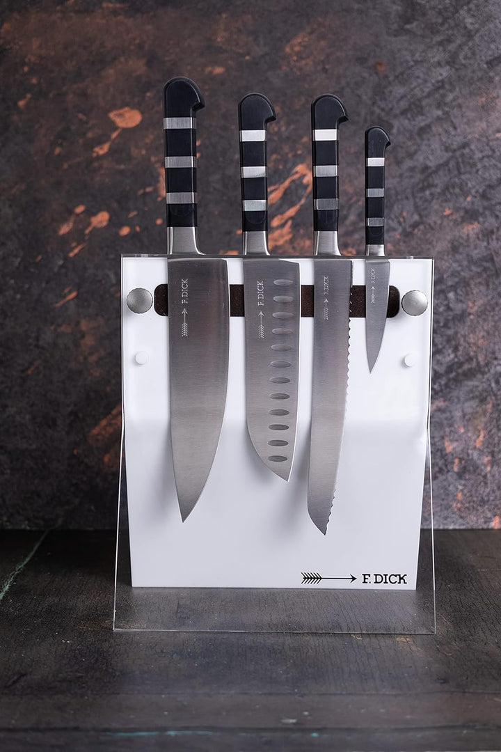 F. DICK 4Knives weiss 1905 4-teilig (Messerblock aus Acrylglas, LxBxH 24 x 12,5 x 42 cm, Kochmesser,
