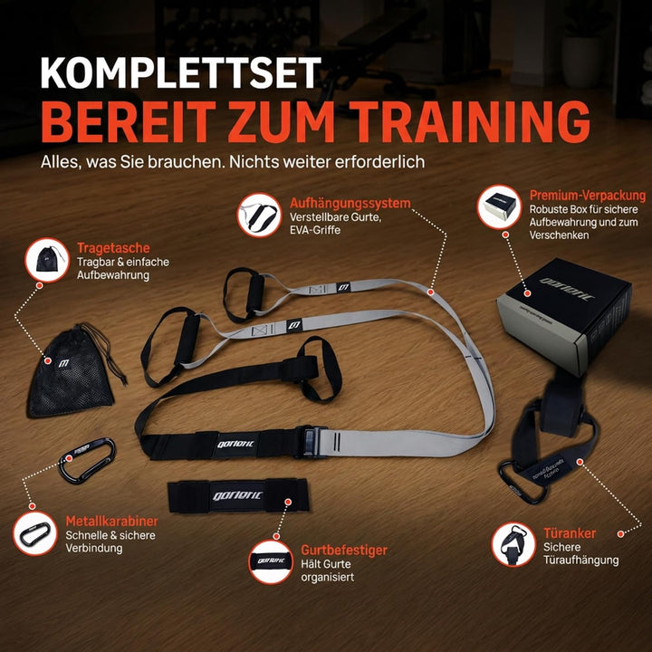 Suspensionstraining Trainingsgeräte, Sport Geräte, belastbar bis 300 kg, verstellbar von 145 bis 200