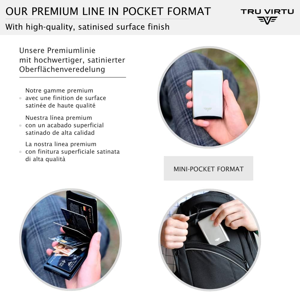 Tru Virtu® Kreditkartenetui Ultra Light Aluminium Case Silver Arrow I Kartenetui I Kartenetui-RFID-N