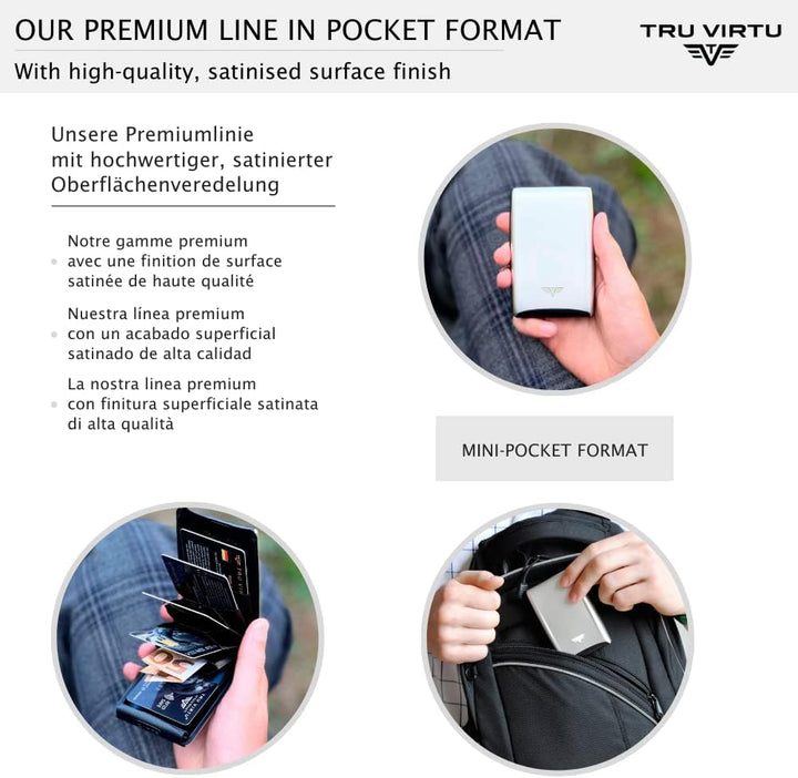 Tru Virtu® Kreditkartenetui Ultra Light Aluminium Case Silver Arrow I Kartenetui I Kartenetui-RFID-N