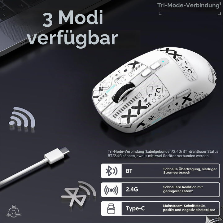 ATTACK SHARK X6 49g Superlight Maus mit magnetischer Ladestation, PixArt PAW3395 Gaming-Sensor, BT/2