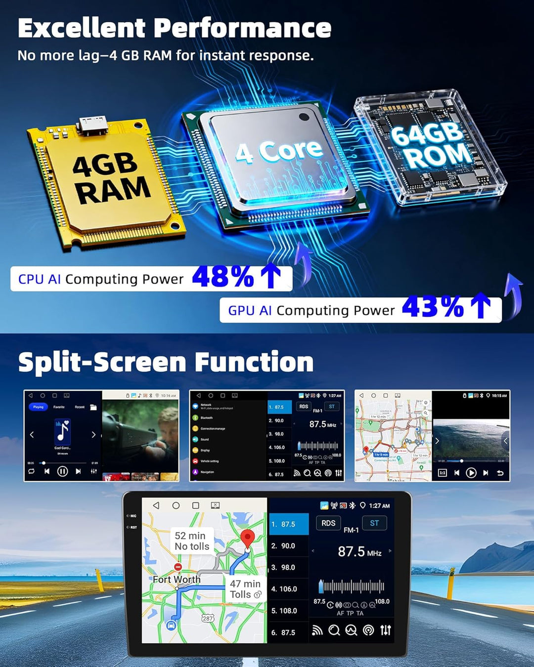 CAMECHO 4G+64G Android 15 Autoradio für VW Golf 4 Polo Sharan Jetta MK4 T5 Transport mit Navi,7 Zoll