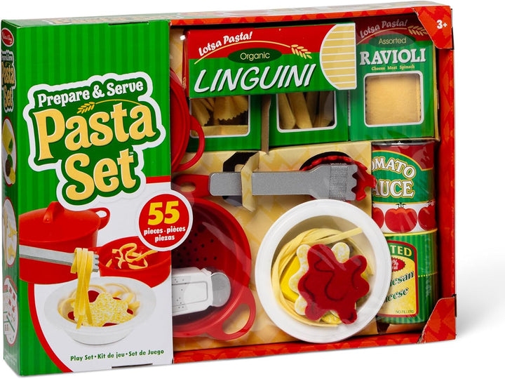 Melissa & Doug Pasta Spielset - 50+ Teile inklusive verschiedener Spiel-Nudelsorten aus Filz, Töpfe