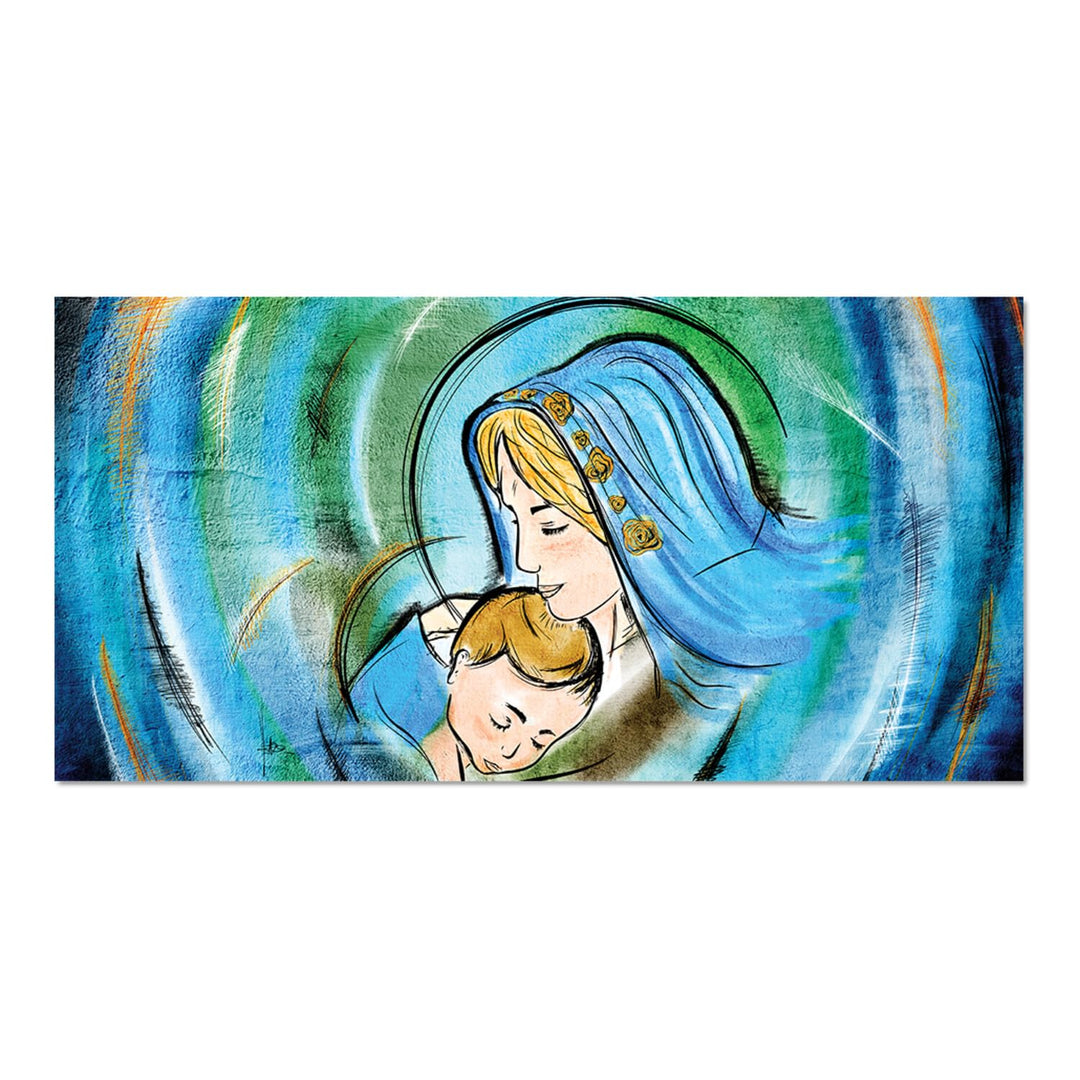 Giallobus - Gemälde - 15 - Religiöses Bild - Umarmung Mariens - Acrylglas - 100x50 - Bereit zum Aufh