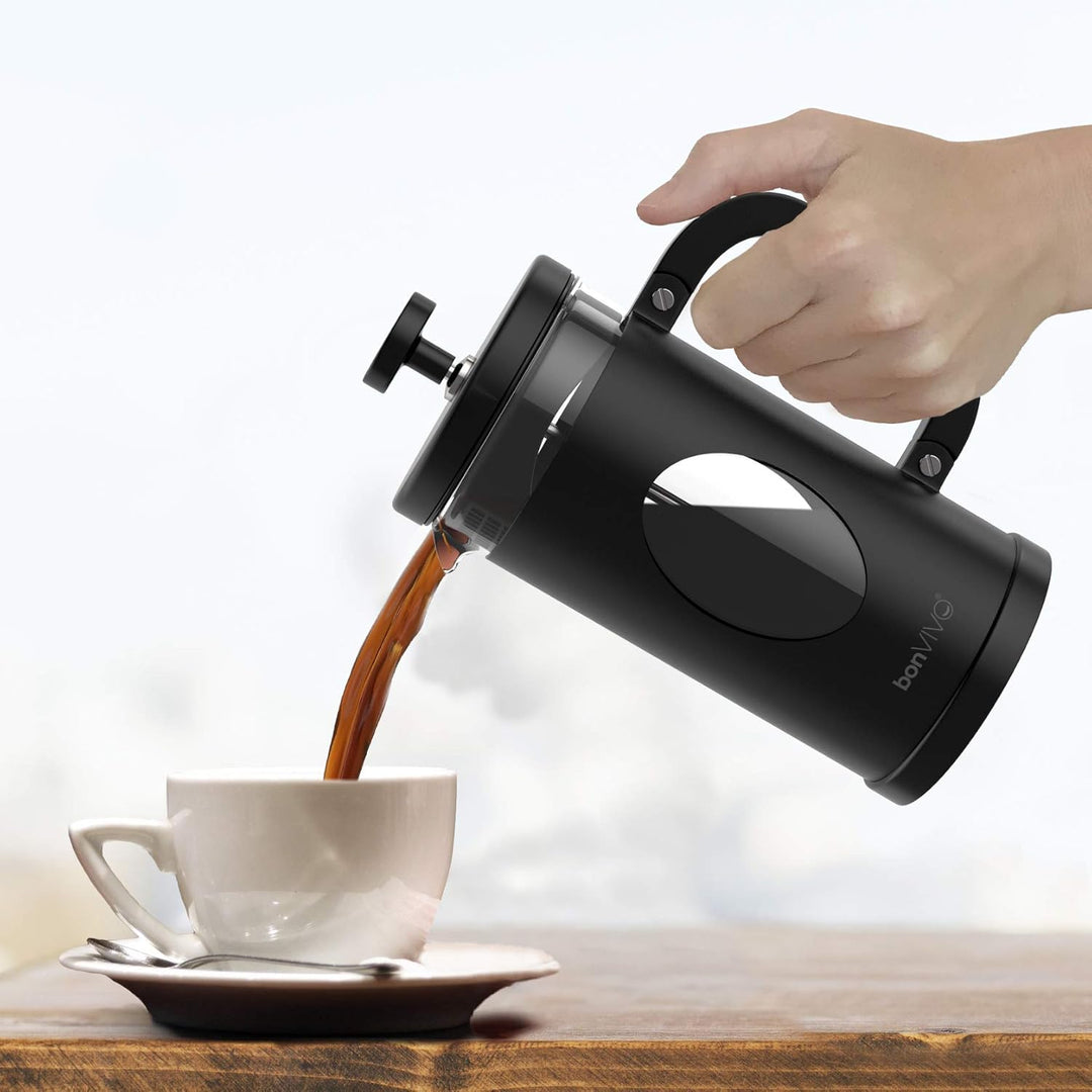 bonVIVO French Press Kaffeebereiter - Coffee Maker in Kupfer-Optik - Kaffekanne aus Glas m. Edelstah