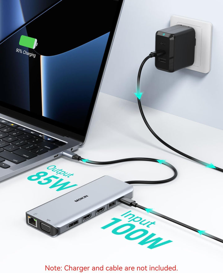 USB C Docking Station 4 Monitors, Triple Display Dock, 13 in 1 Laptop Docking Station mit 2 HDMI 4K@