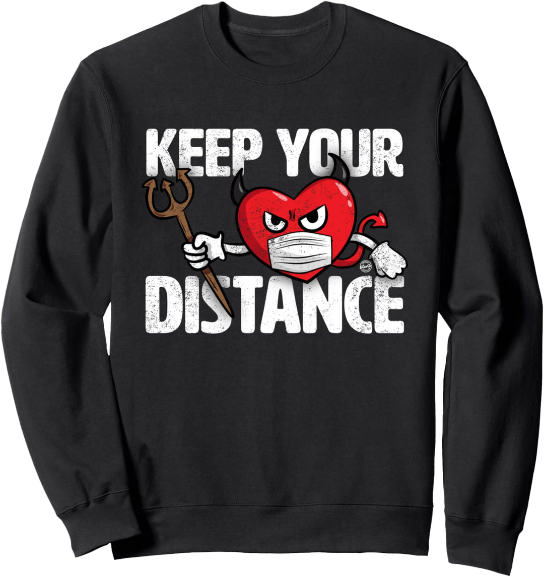 Keep Your Distance Heart w/ Mask Funny Valentine's Day Gift Sweatshirt