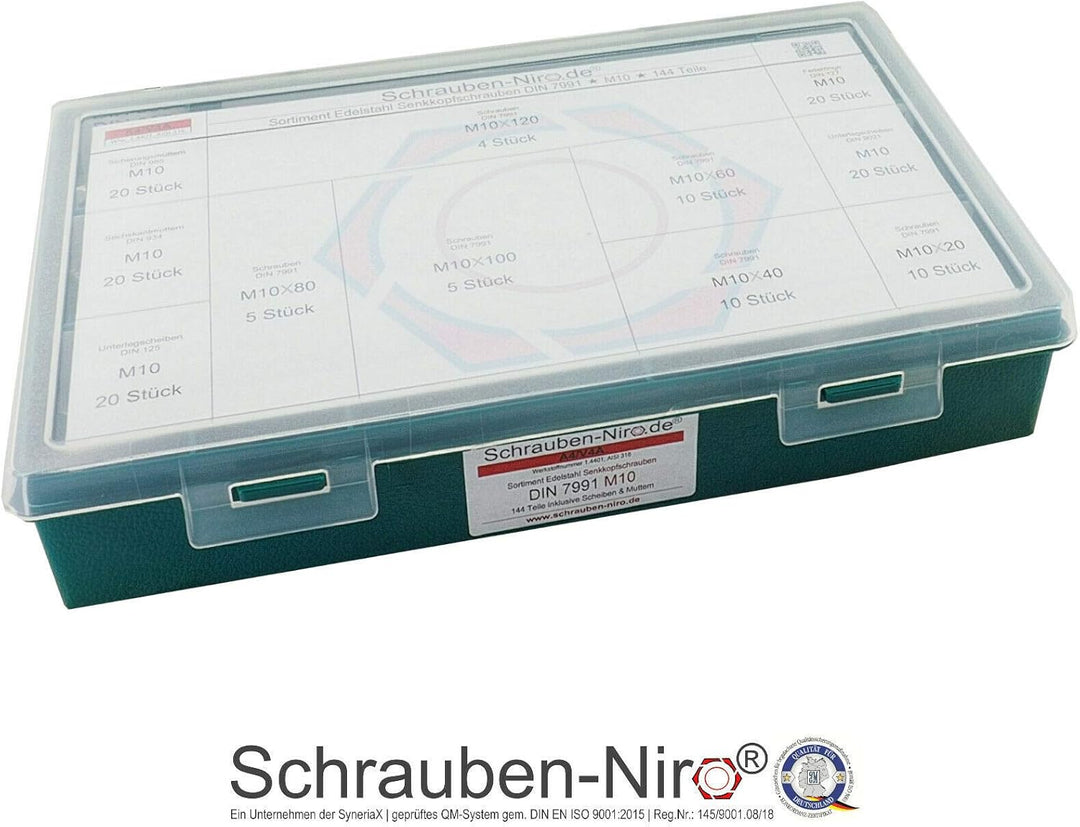 Sortiment/Set Edelstahl Senkkopfschrauben M10 DIN 7991 VA A4 V4A Innensechskant M10 | A4/V4A, M10 |