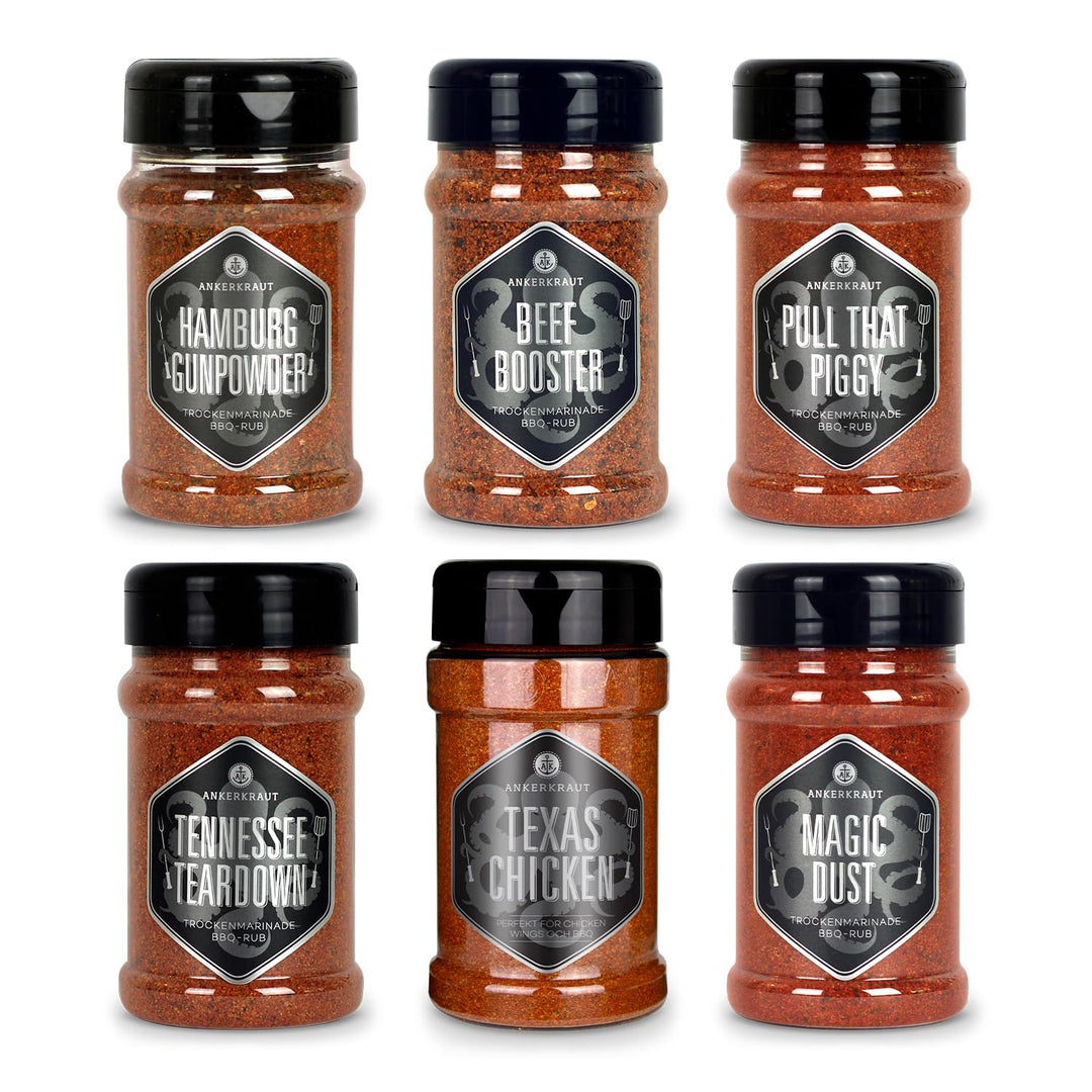 Ankerkraut BBQ Rub Set mit 6 Streuern - das perfekte Set für den Viel-Griller, Grill-Gewürze mit Ges