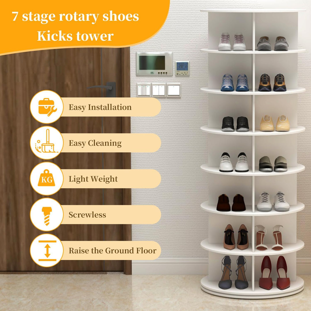 PTUWODS Drehbares schuhschrank, drehbares 360-Grad-Schuhregal, Aufbewahrung, rundes Karussell, verti