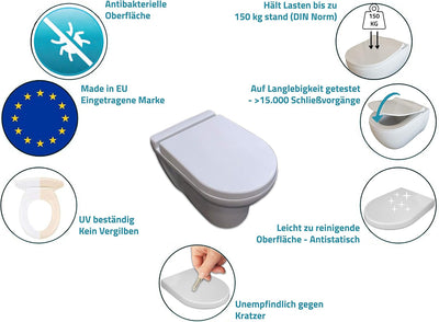 Aqua Bagno | Universeller Toilettendeckel & WC-Sitz mit Absenkautomatik, abnehmbarer Klodeckel D-For