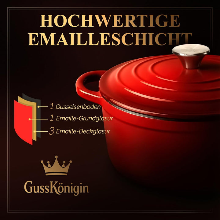 Brottopf 28 cm – Gusseisen Topf Brot Backen als Dutch Oven – Emaille Brotbacktopf &amp; Brotbackform – B