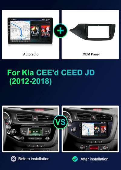 SXAUTO ¦8G+256G¦ Android 12 IPS Autoradio für Kia CEE'd CEED JD (2012-2018) - Eingebaut Carplay/Andr