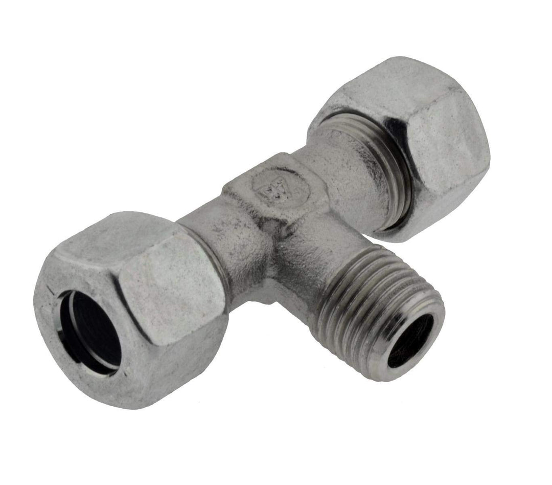 T-Schneidringverschraubung 6 L-R 1/8", Edelstahl T Stück Verschraubung leichte Baureihe