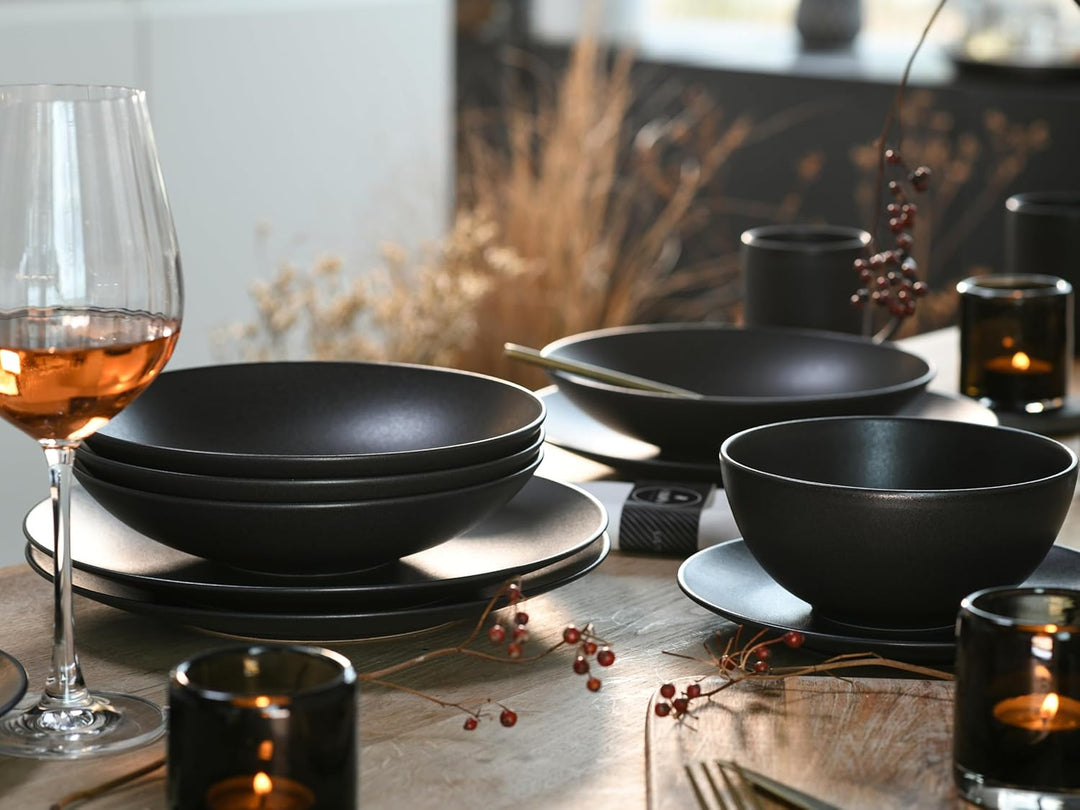 CreaTable, 23146, Serie SOFT TOUCH BLACK, Geschirrset, Kombiservice 20 teilig