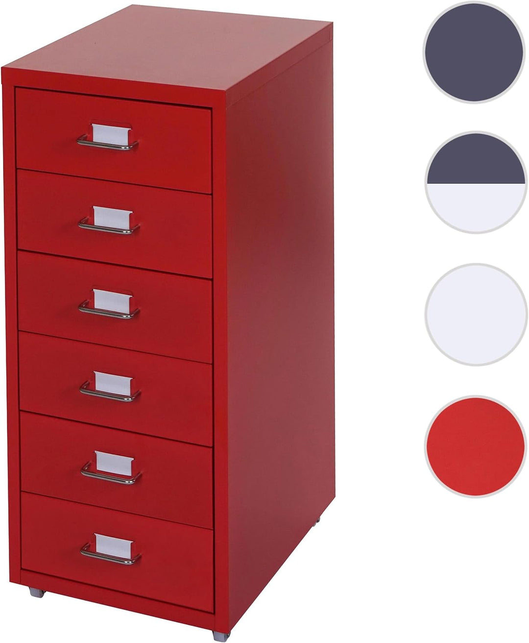 PROREGAL Rollcontainer Housten HxBxT 69x28x41cm 6 Schubladen Rot Schubladenschrank Stahlschrank 6 St