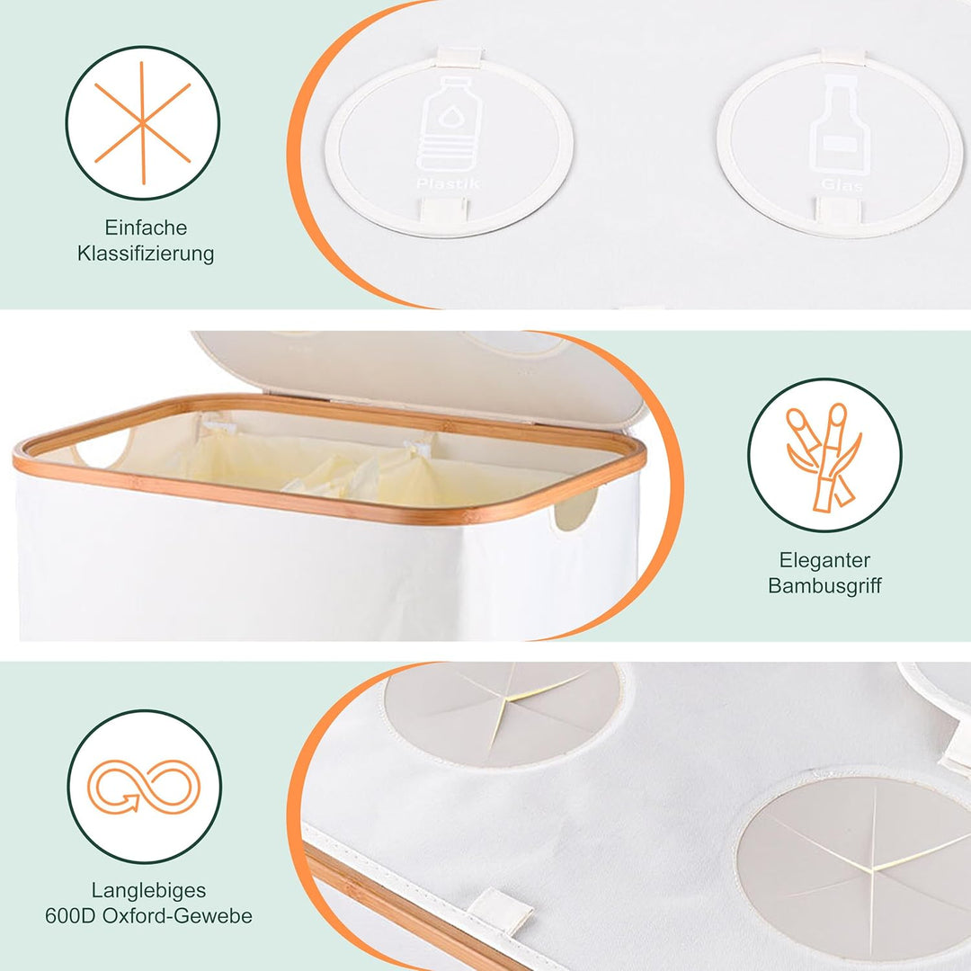 Relaxdays Pfandflaschen Sammelbehälter, 140 L, bis 60 Flaschen, 2 Innenbeutel, Flaschensammler für G