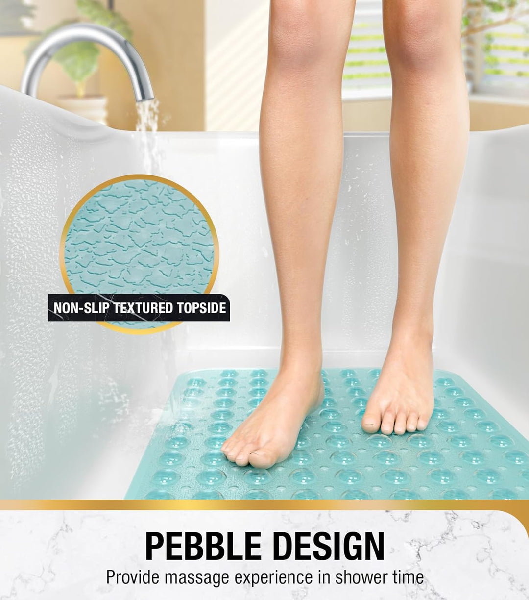 HITSLAM Badewannenmatte rutschfest, 101 x 40cm Extra Lange Antirutschmatte Badewanne, Duschmatte rut