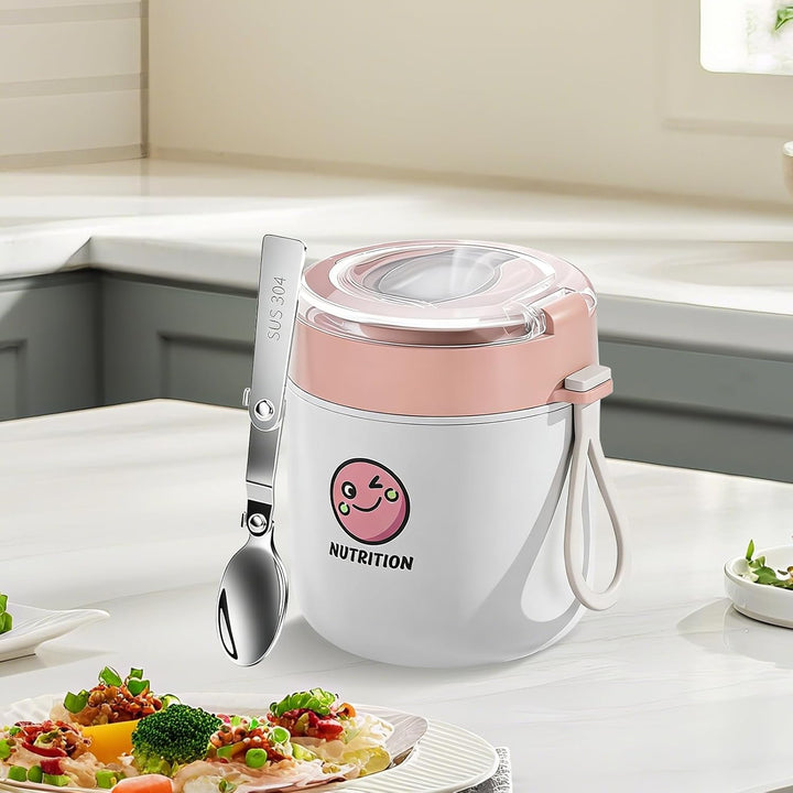 TWSOUL Thermobehälter für Essen 500ml, Frühstücksbecher aus Edelstahl, Auslaufsicherer Müslibecher m