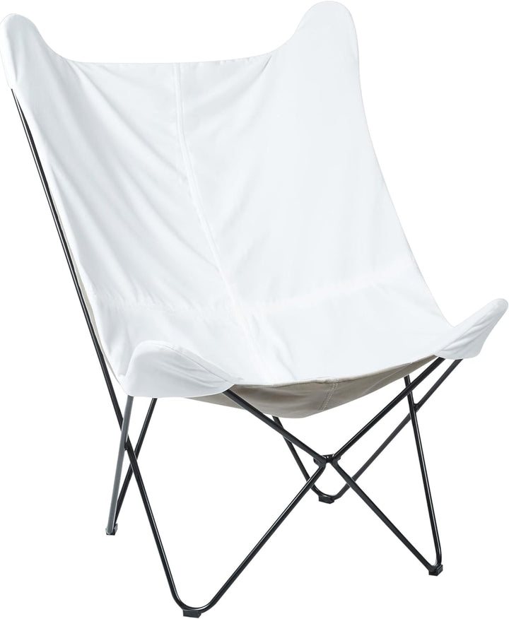 Schmetterlingssessel Samtstoff weiss Haarnadel-Metallgestell schwarz Retro Nybro