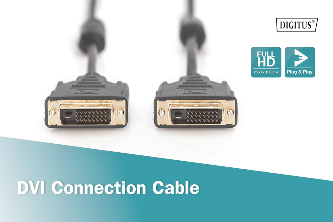 ASSMANN - DVI-Kabel - Dual Link - DVI-D (M) - DVI-D (M) - 10 m Full HD - DVI 24+1 - 2x Ferrit Filter