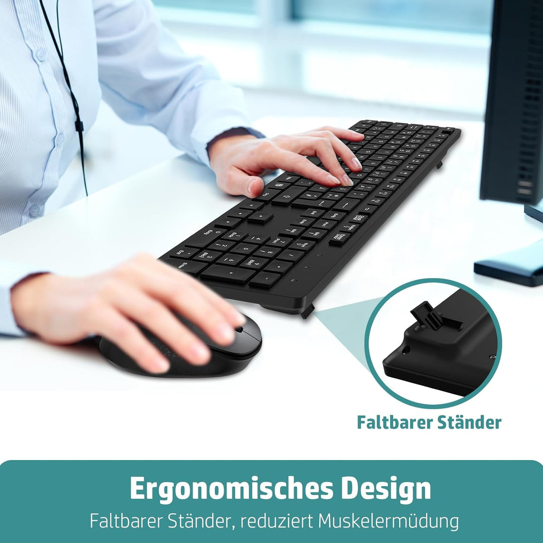 LeadsaiL K786 Tastatur Maus Set Kabellose, Tastatur und Maus, QWERTZ Deutsches Layout Funktastatur m