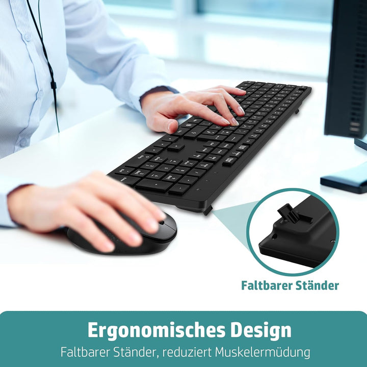 LeadsaiL K786 Tastatur Maus Set Kabellose, Tastatur und Maus, QWERTZ Deutsches Layout Funktastatur m