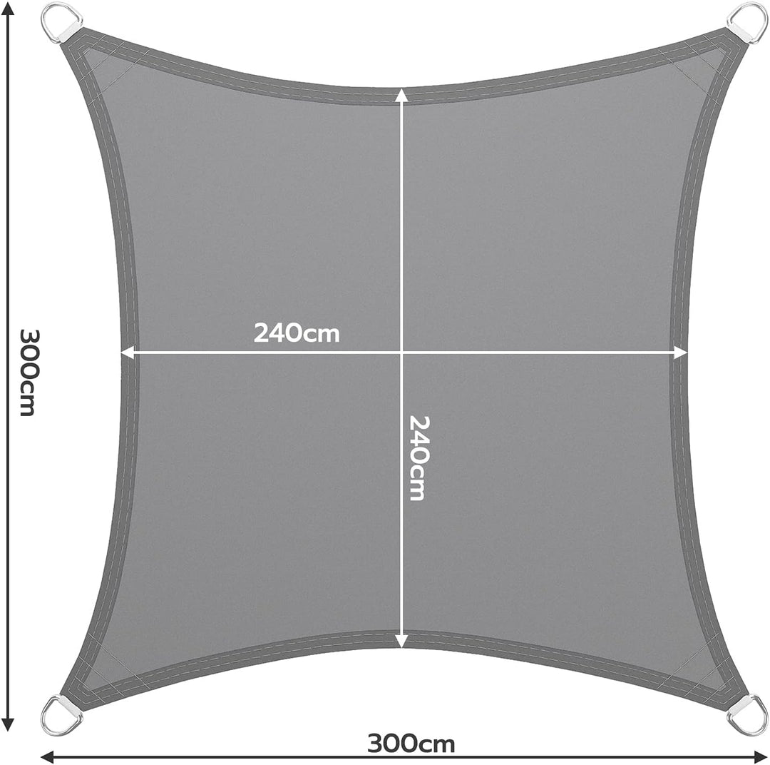 LARMNEE Sonnensegel, Wasserdicht, 3 x 3 m, Quadratisch, Sonnenschutz inkl Befestigungsseilen, PES, f