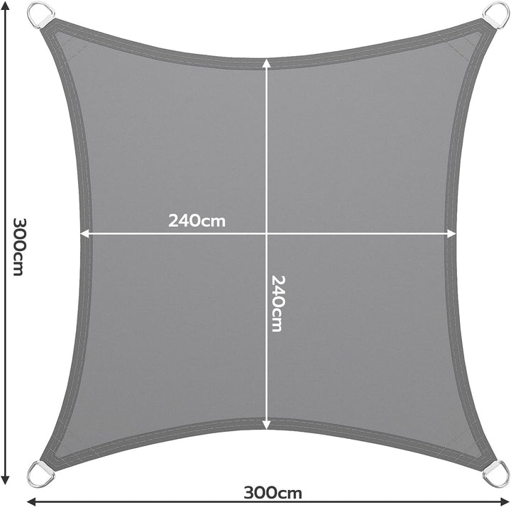 LARMNEE Sonnensegel, Wasserdicht, 3 x 3 m, Quadratisch, Sonnenschutz inkl Befestigungsseilen, PES, f