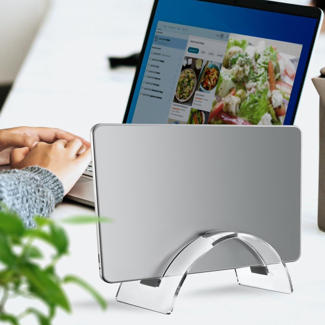 Vertikaler Laptopständer für den Schreibtisch, Transparent Acryl-Laptophalter Unsichtbar Platzsparen