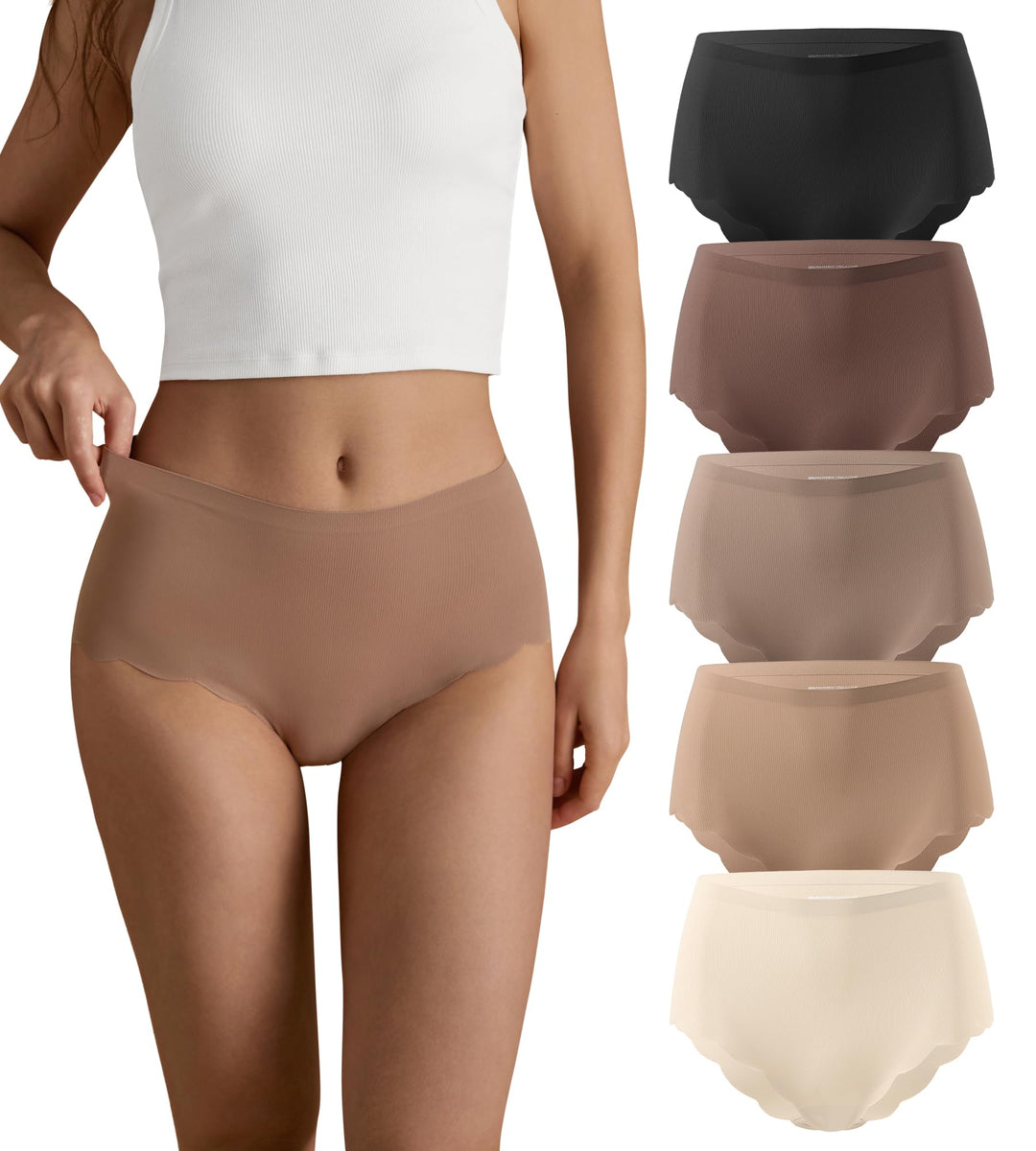 SHARICCA Nahtlos Slips Unterwäsche Damen Hohe Taille Bequeme Seamless Hipster Slips No Show Unterhos