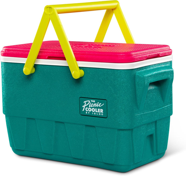 Igloo Retro Picknick-Korb, 23 Liter, Passiv-Kühlbox im Design der 90er Jahre, für Freizeit, Shopping