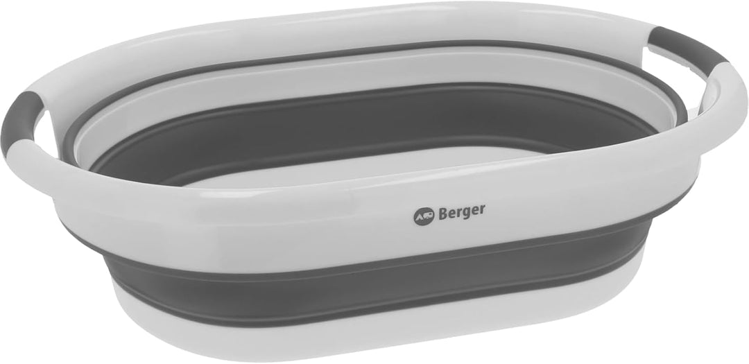 BERGER FlexFold Faltbarer Wäschekorb | Wäschewanne & Klappkorb stabil | Klappbarer Korb für Camping,