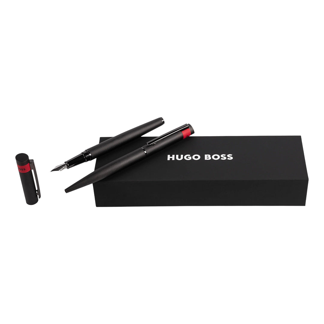 Hugo Boss Stifte-Set Loop Diamond Gun Kugelschreiber & Tintenroller aus Messing hergestellt, Farbe: