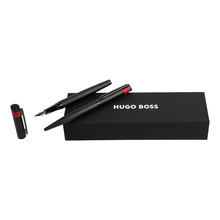 Hugo Boss Stifte-Set Loop Diamond Gun Kugelschreiber & Tintenroller aus Messing hergestellt, Farbe: