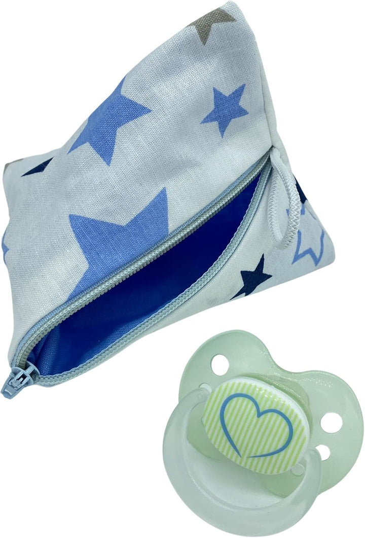 Grosse Windeltasche XXL mit Name personalisiert Wickeltasche - Sterne weiss blau - für Jungen