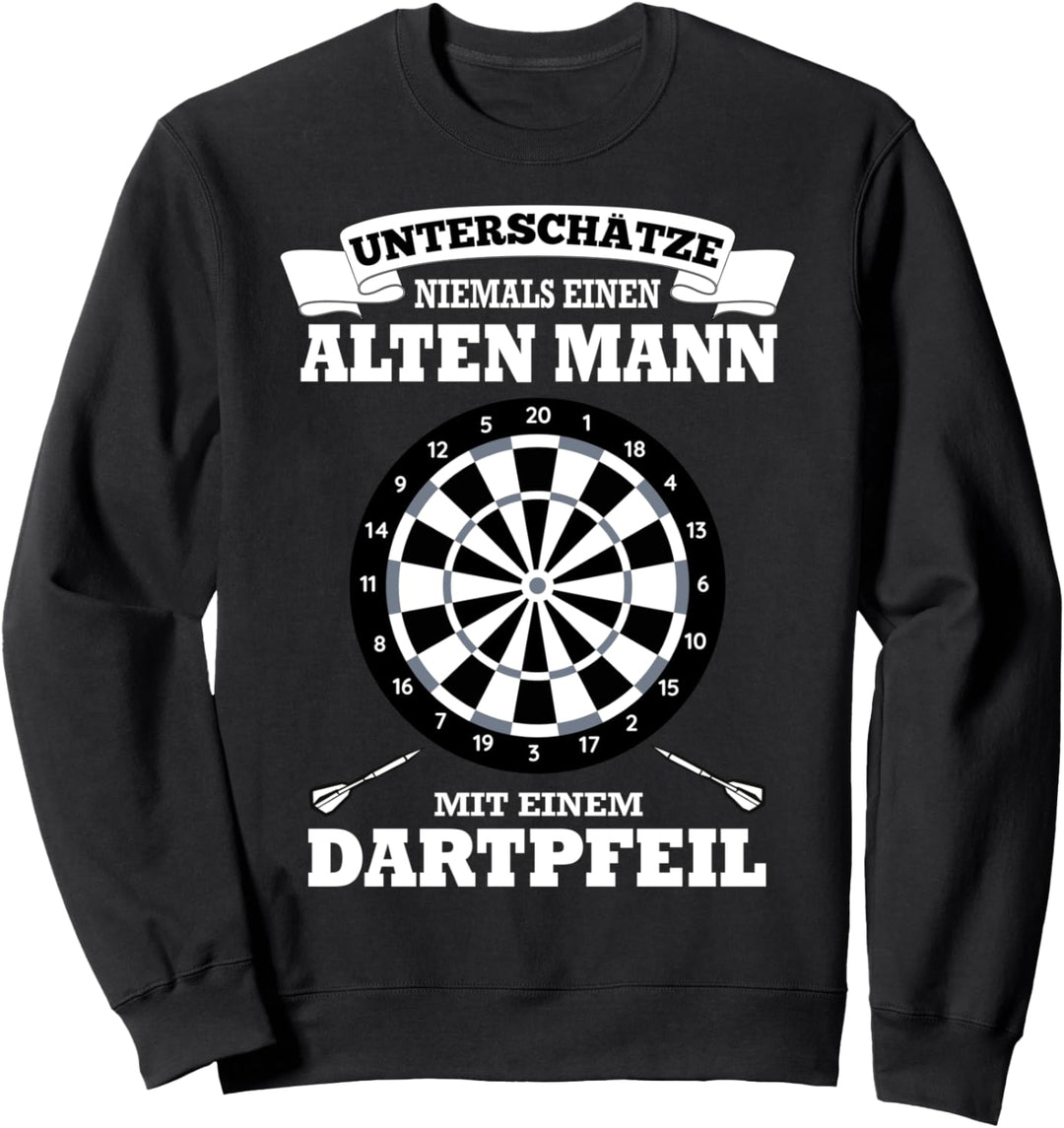 Darts | Unterschätze niemals einen alten Mann mit Dartpfeil Sweatshirt