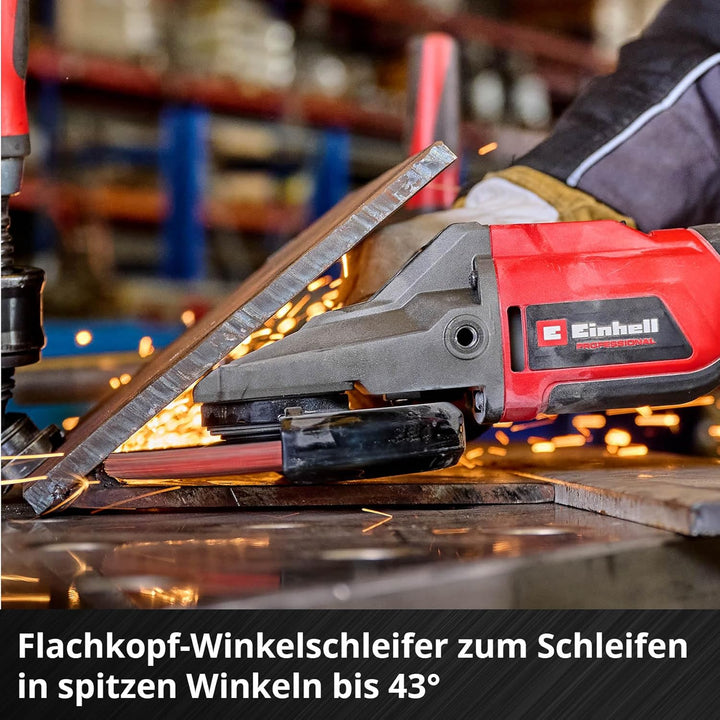 Einhell Professional Akku-Flachkopf-Winkelschleifer TP-AG 18/125 F Li BL-Solo Power X-Change (18 V,
