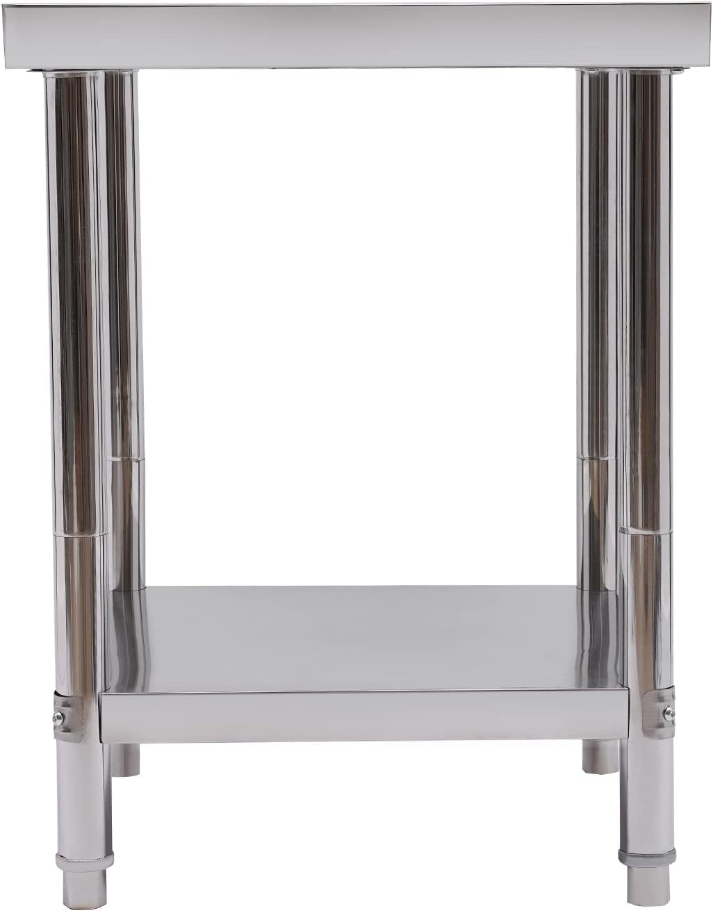 Servierwagen Grosser 2-Tier 60 * 60 * 80cm Edelstahl Gebrauchswagen Küchenwagen mit Anti-Rutsch-Fuss