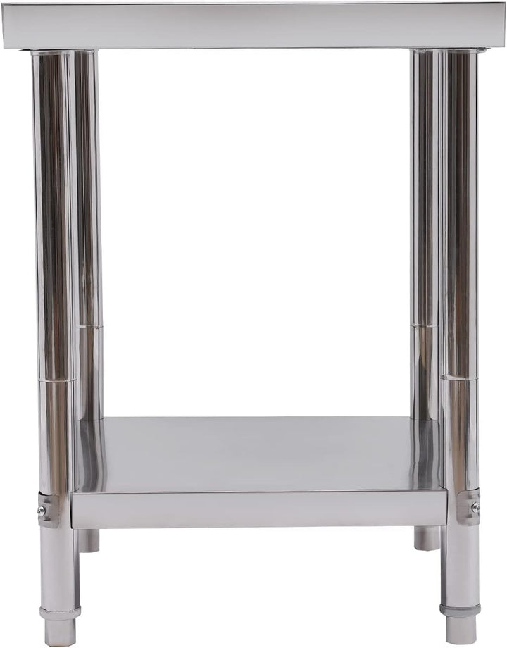 Servierwagen Grosser 2-Tier 60 * 60 * 80cm Edelstahl Gebrauchswagen Küchenwagen mit Anti-Rutsch-Fuss