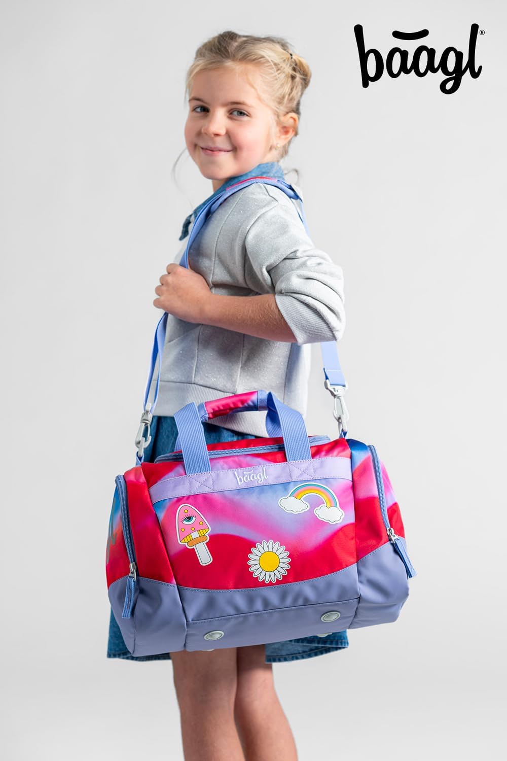 Baagl Sporttasche Mädchen Reisetasche Kinder Schwimmtasche Sport - Hippie | Kompakt und Robust für S