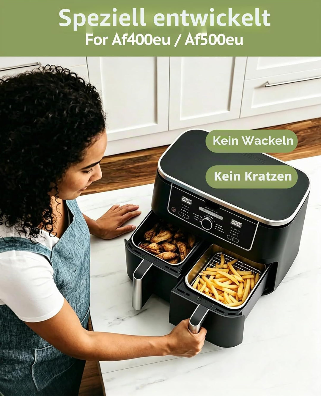 AirFryer Zubehör 6-Piece Set for Ninja Dual Zone &amp; FlexDrawer, 2 X 304 Auflaufform Edelstahl &amp; Grill