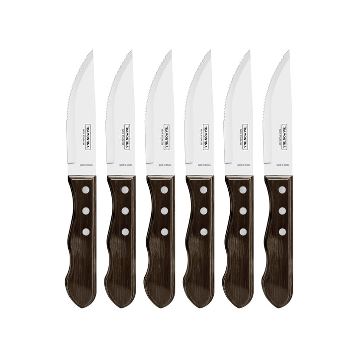 Tramontina JUMBO Steakmesser-Set, rostfreiem Edelstahl, spülmaschinenfest, Griffe aus Echtholz, FSC,