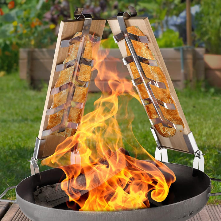 Flammlachs Bretter Set 2teilig inklusive Befestigungsmaterial Holz Fisch-Filethalter