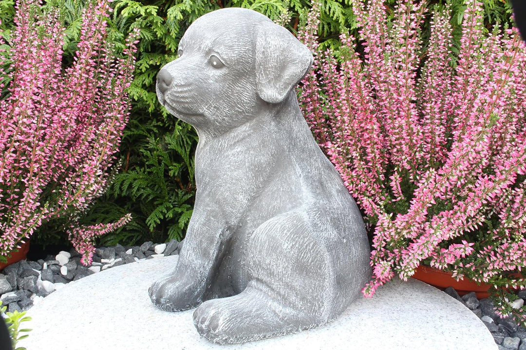 STEINFIGUREN SPICKER Steinfigur Hund sitzend 173/1, Gartenfigur Steinguss Tierfigur Basaltgrau