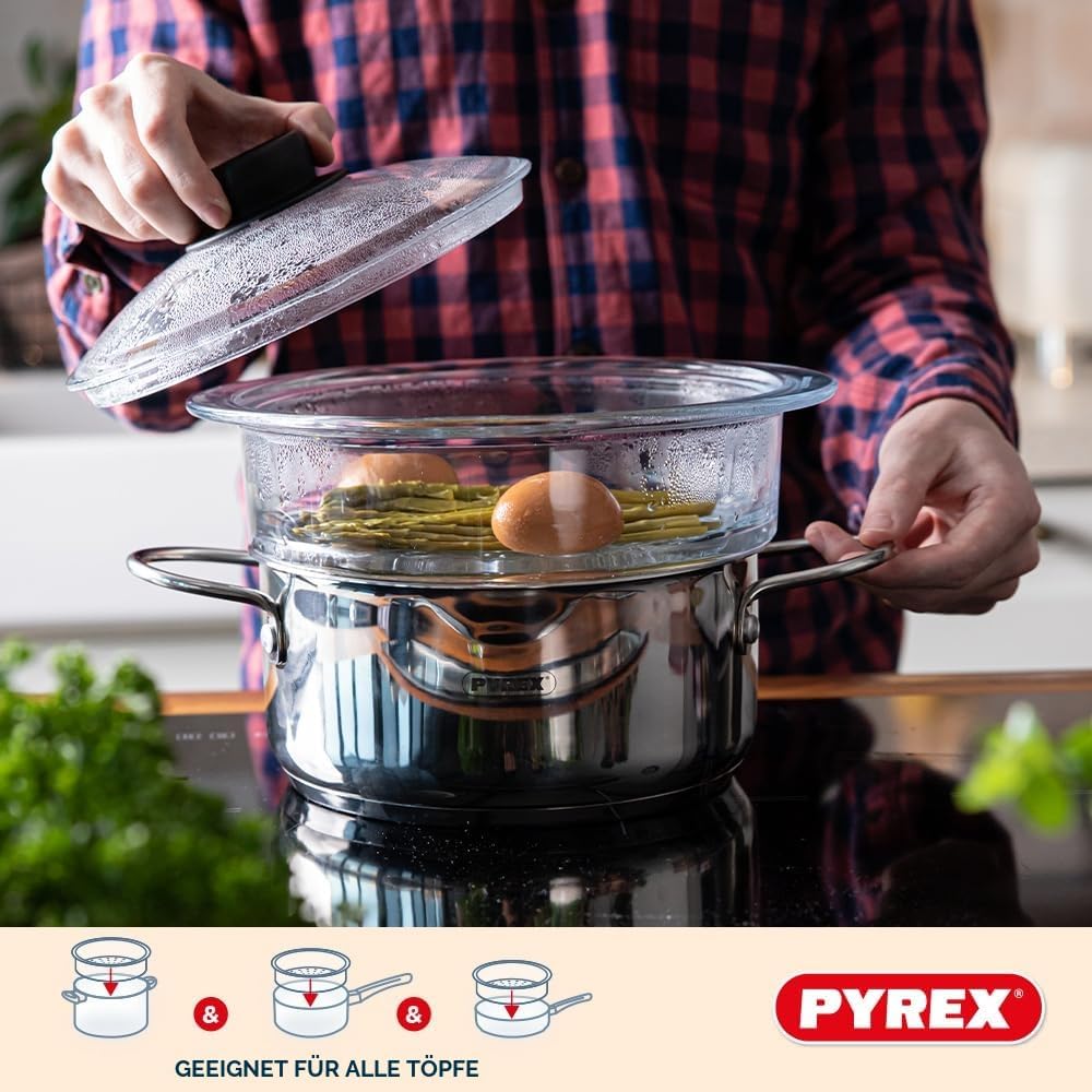 Pyrex® - Dampfkorb + Deckel – Kochen mit Dampf für eine gesunde und schmackhafte Küche