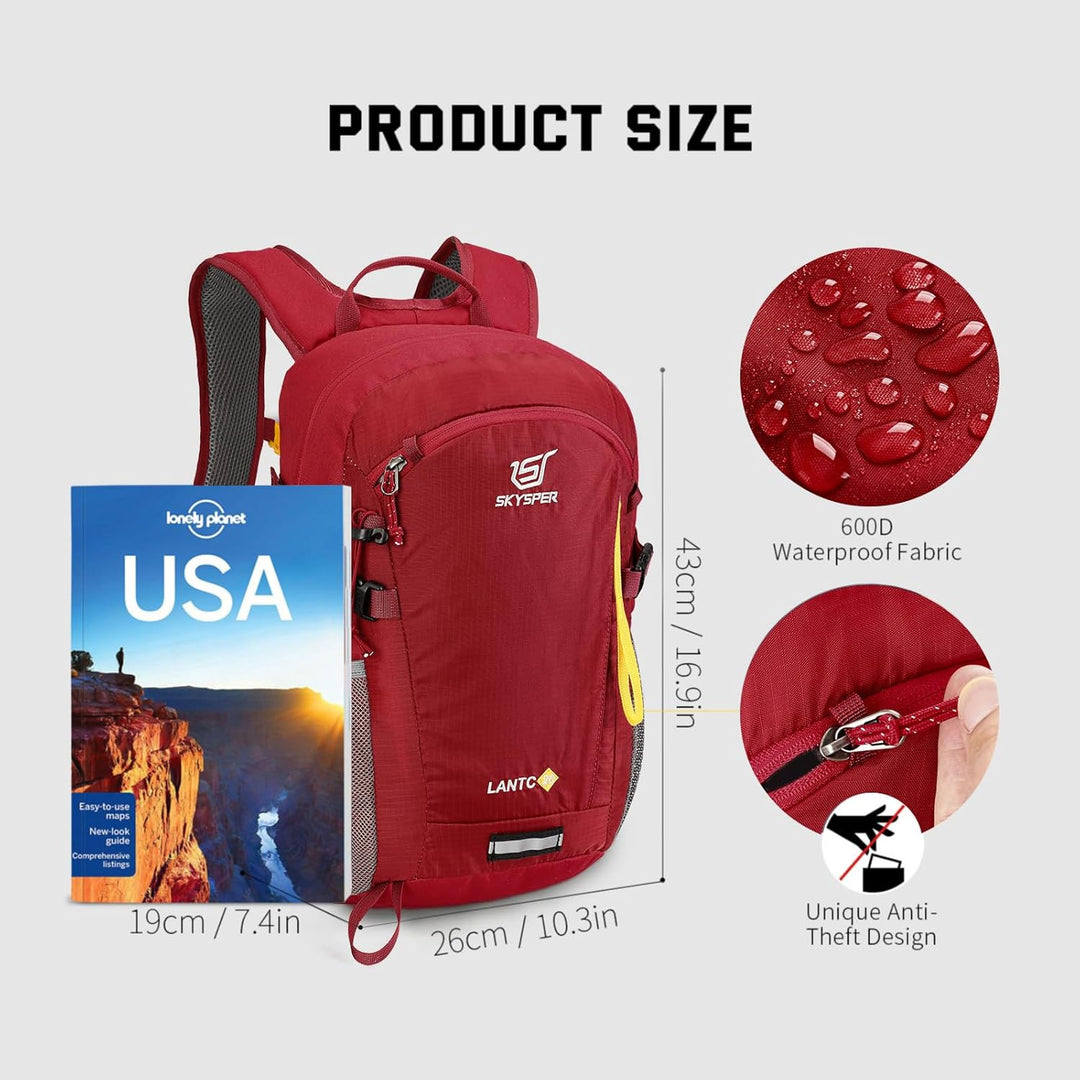 SKYSPER Leicht Wanderrucksack Klein Rucksack mit Rückenbelüftung Trekkingrucksack aus atmungsaktivem